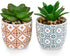 Artificial Plants Succulent Flowers in Ceramic Planter 2 Pack Small Fake Plants Potted for Home Office Desk Decor Farmhouse Living Room Bedroom Sh...