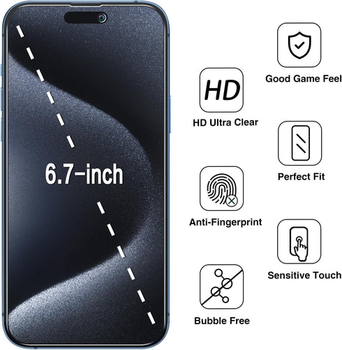 2 Pack Privacy Screen Protector Designed for iPhone 15 Pro Max Anti-Spy Tempered Glass 6.7-inch, Anti Scratch, Bubble Free, Case Friendly...