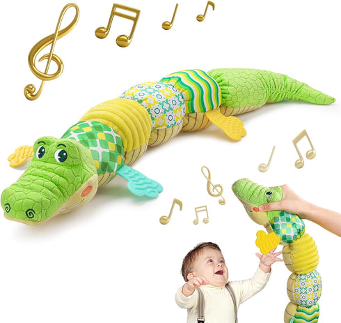 Baby Toys Musical Crocodile, Stuffed Animal Activity Soft Toys with Teether,Multi-Sensory Crinkle, Rattle and Textures, for Tummy Time baby toys 0...