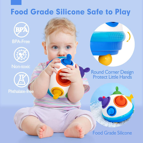 Montessori Toys for 1 Year Old Boy Girl - Toddler Sensory Toys Pop Fidget Toys Spinning Travel Toys for 1 Year Old Gifts Early Development Toy for...