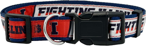 NCAA PET Collar Illinois Fighting Illini Dog Collar, Large Collegiate Team Collar for Dogs & Cats. A Sporty, Shiny & Colorful Cat Collar & Dog Col...