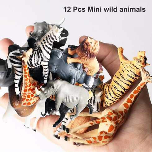 RUSON 12 Pcs Safari Animals Figures Toys, Realistic Mini Jungle Zoo Animal Figurines Cake Topper Toy Set Christmas Birthday Easter Egg Gift Party ...