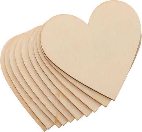 Ciieeo 10pcs 80mm Heart Pattern Wooden Slice Natural Wood Heart Slices Christmas Heart Wooden Slice for Christmas Wedding DIY Supplies (Heart Patt...