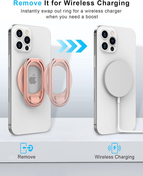 ?2024 Upgraded? Mag Safe Phone Ring Holder, SUPERONE Adjustable Magnetic Kickstand & Removable Phone Grip Compatible with Wireless Charging Only f...