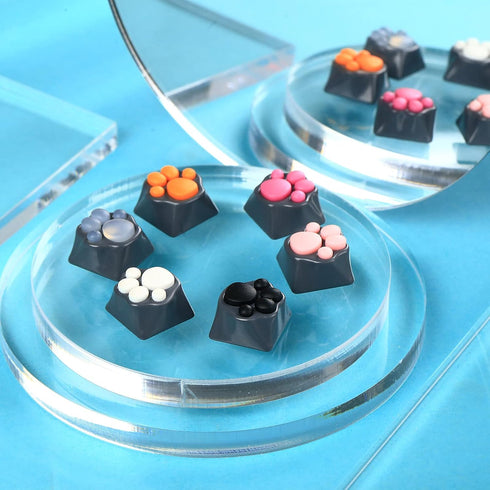 MAYL 2 Pack Keyboard Keycaps Metal and Rubber Keycaps Grey Keycaps Cute Cat Paw Keycap Kawaii Keycaps Custom Keycaps with Keycap Puller (Grey Base...