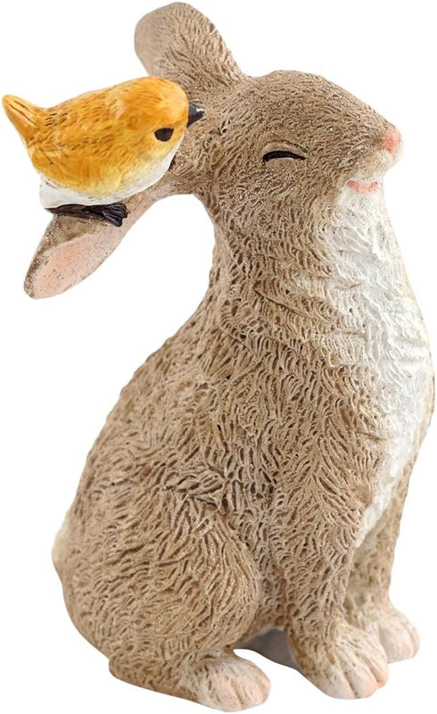 Top Collection Miniature Fairy Garden and Terrarium Rabbit Playing with Bird Statue...