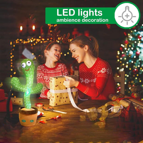 Pbooo Dancing Cactus Mimicking Toy,Talking Repeat Singing Sunny Cactus Toy 120 Pcs Songs for Baby 15S Record Your Sound Sing+Dancing+Recording+LED...