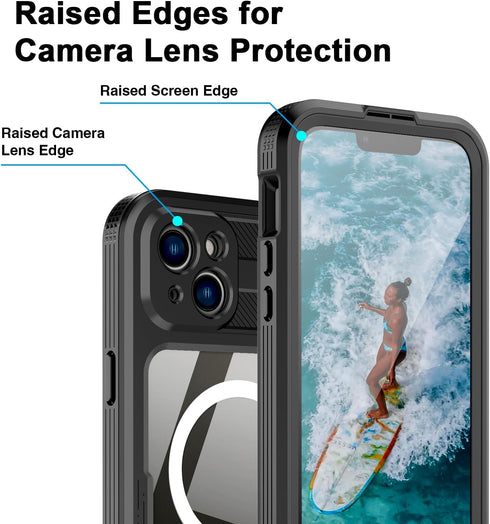 for iPhone 15 Waterproof Case, Built-in Screen Protector, Shockproof, Snowproof, Dustproof, Full Body Protective Cover for iPhone 15 Compatible wi...