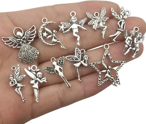iloveDIYbeads 100g (66pcs) Craft Supplies Antique Silver Wings Angel Fairy Charms Pendants for Crafting, Jewelry Findings Making Accessory for DIY...