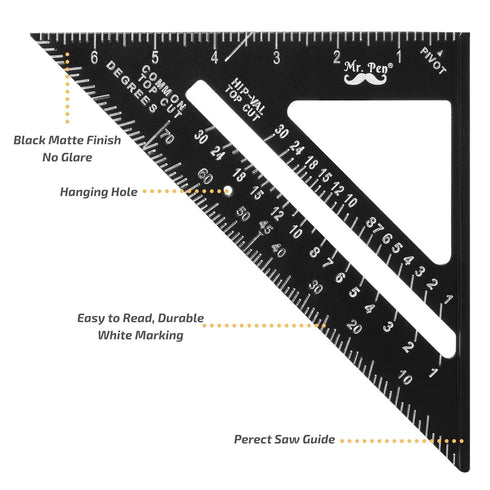 Mr. Pen- Rafter Square, Metal Square, 7 Inch, Carpenters Square, Square Tool, Metal Square Ruler, Carpentry Squares, Woodworking Square, Square An...