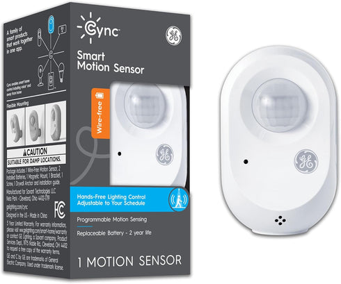 GE CYNC Wireless Smart Motion Sensor, Battery-Powered, Bluetooth Motion Sensor with Ambient Light Detection, Works with CYNC Smart Plugs, Switches...