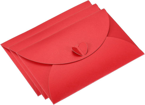 PATIKIL Gift Card Envelopes, 50 Pack Heart Shaped Clasp Photo Gift Card Holders Mini Envelope for Birthdays Weddings, Red...