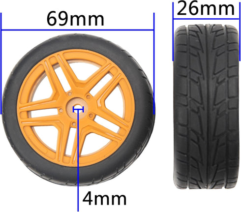 OD2.75'' 12mm Hex Hub Wheel Rims Nylon & Rubber Tires Compatible with HSP Tamiya HPI Kyosho Traxxas WLtoys 1/10 1/12 On-Road Touring Car,Wltoys 14...