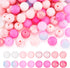 80Pcs 15mm Colorful Round Silicone Beads Pink Series Silicone Focal Beads Keychain Lanyards Beaded Pen Spacer Beads 8 Colors for DIY Jewelry Craft...