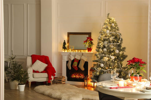 Caroline's Treasures LH9325-CS Vizsla Red and Green Snowflakes Holiday Christmas Christmas Stocking Fireplace Hanging Stockings Christmas Season P...