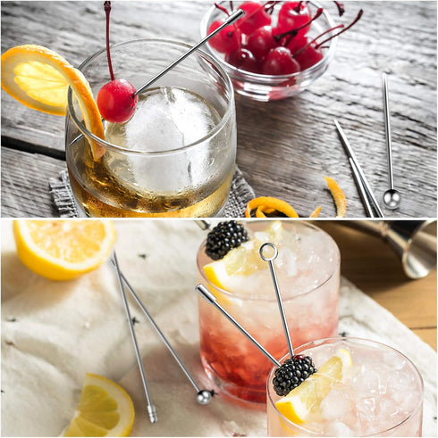Cocktail Picks Stick, 20Pcs Stainless Steel Martini Picks, Reusable Metal Cocktail Skewers Olives Appetizers Bloody Mary Brandied...
