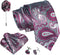 Paisley Ties For Men – Tie Set With Pocket Square Cufflinks & Flower Brooch Pin For Mens (APN1) (Pack of 4)...