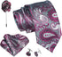 Paisley Ties For Men – Tie Set With Pocket Square Cufflinks & Flower Brooch Pin For Mens (APN1) (Pack of 4)...