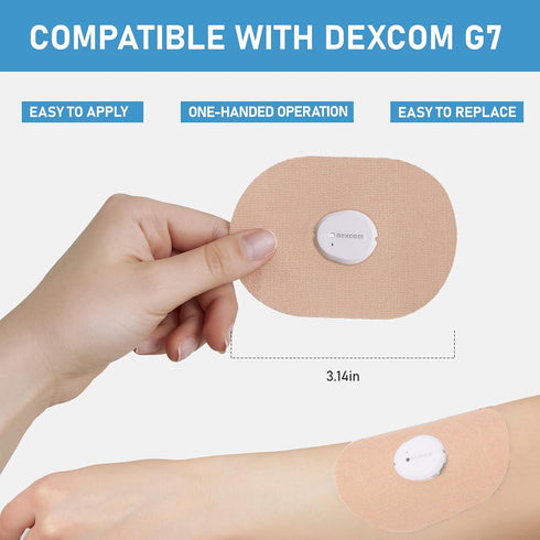 Dexcom G7 Adhesive Patches Waterproof, 30 Pack Beige Overpatch for Dexcom G7, Premium Transparent G7 Overlay Patches, Hypoallergenic & Skin-Friend...