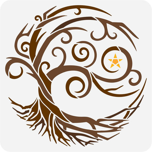 FINGERINSPIRE Tree of Life Stencil 11.8x11.8 inch Starry Night Tree of Life Stencil Plastic Tree Stars Patterns Stencil Reusable Create DIY Crafts...