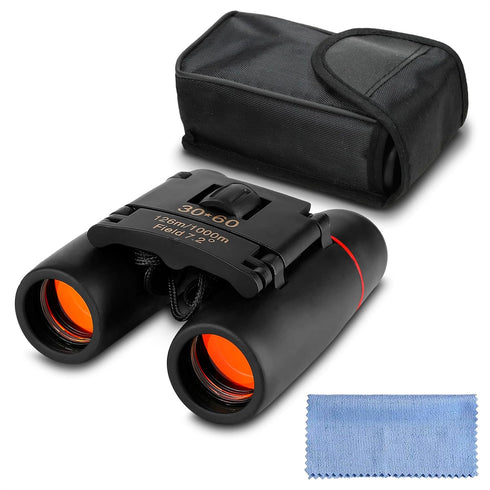 30x60 Travel Binoculars for Bird Watching – Small Binoculars for Adults with 126M/1000M Wide Field of View, 7.2° Angle & Storage Bag – Designed fo...