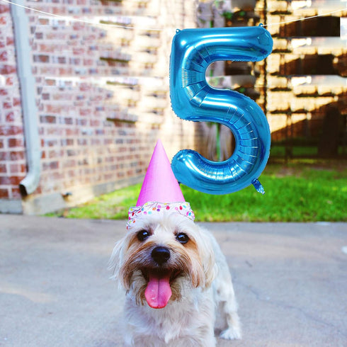 40 Inch Birthday Helium Foil Digital Balloons Glossy Blue Number 0-9 5...