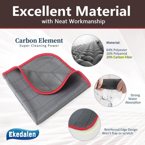 Carbon Cloth Lint Free Glass Cleaning Cloth Window Polishing Streak Free Microfiber Miracle Easy Clean Rag Reusable for Mirror Kitchen Dish Auto D...
