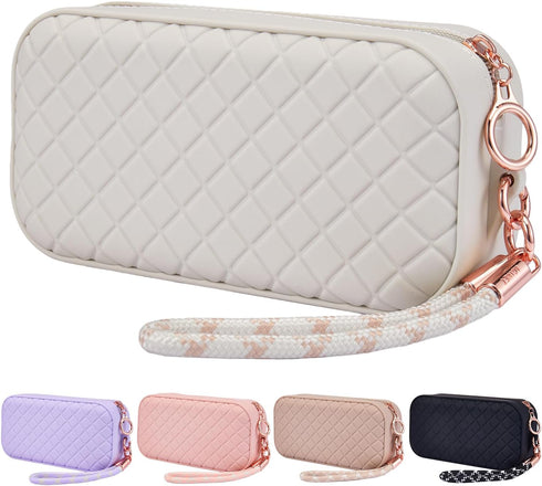 Portable Travel Makeup Bag,Soft Silicone Waterproof Toiletry Cosmetic Bag for Women,Upgrade Anti-Fall Out Zipper Closure Organizer Makeup Case -(S...
