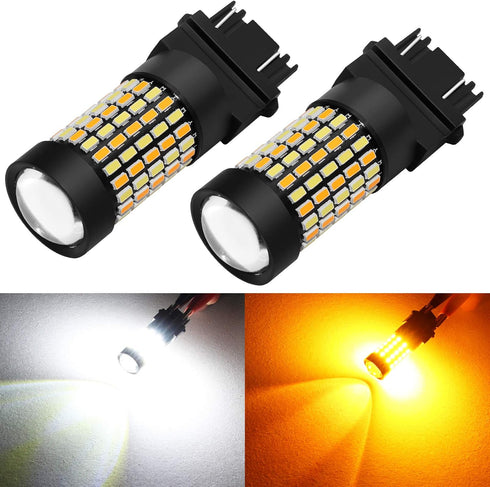 PHINLION Super Bright White Amber Dual Color Switchback 3157 3155 3057 3457 4157 LED Bulbs with Projector for Car Front Turn Signal Parking Lights...