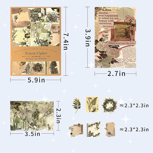 100Pcs Scrapbook Craft Paper Kit for Scrapbook Journaling Supplies ,Scrapbook Plant Stickers Aesthetic for Scrapbooking Supplies,Bullet Junk Journ...