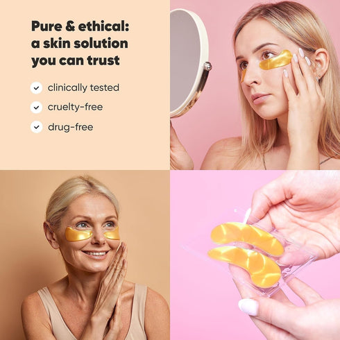 LE GUSHE Under Eye Mask & Under Eye Patches (20 Pairs) - Gold Eye Mask with Collagen & Amino Acid, Cooling Eye Care for Wrinkles, Puffy Eyes & Dar...