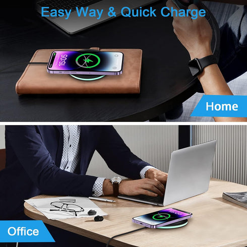 Samsung S24 Wireless Charger Fast Charging Pad for Samsung Galaxy S24 Ultra S23 FE S22 S21 S20,15W Wireless Charger Station + QC3.0 Adapter for iP...