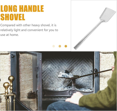 Veemoon Fireplace Ash Shovel Iron Gardening Shovel Barbecue Carbon Shovel Slag Shovel Long Handle Coal Shovel Stove Fire Cleaning Scoop Dust Pan S...