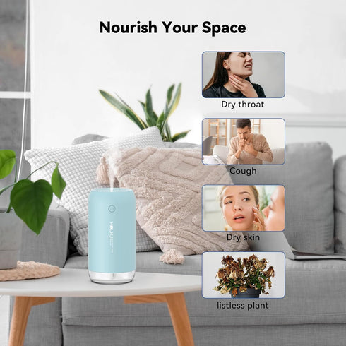 Portable Mini Humidifier, Small Cool Mist Humidifiers 350ml Quiet USB Personal Desktop Air Humidifier for Bedroom Home Plants Car Baby indoor Offi...