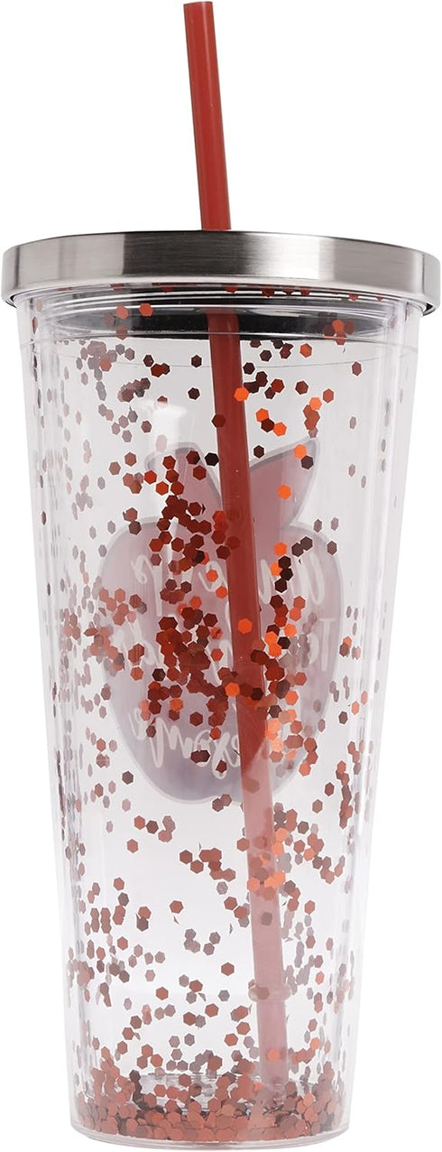 Spoontiques - Glitter Filled Acrylic Tumbler - Glitter Cup with Straw - 20 oz?- Stainless Steel Locking Lid with Straw - Double Wall Insulated - B...