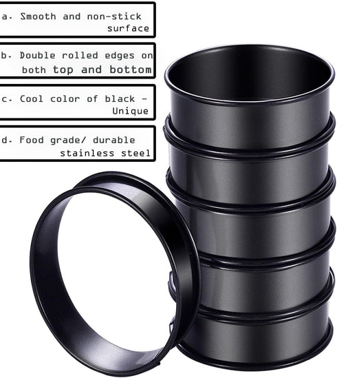 12Pack Crumpet Rings NONSTICK English Muffin Rings - 3.15 Inch Stainless Steel Double Rolled Tart Rings Upgraded Round Metal Baking Cooking Pastry...