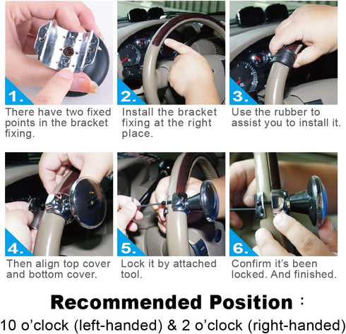 Hypersonic Auto Steering Wheel Knob, Steering Wheel Spinners, Felixable and Durable Power Handle with Bearing Fit for Cars, Trucks, Tractors, Mowe...