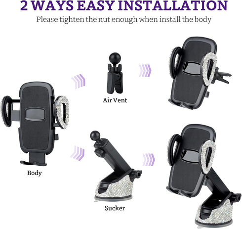 eing Car Phone Mount Holder Dashboard Air Vent Windshield,Compatible with iPhone 12/11/11 Pro/8 Plus/8/SE/X/XR/XS/7 Plus Samsung S20/S10/S9/S8,Mot...