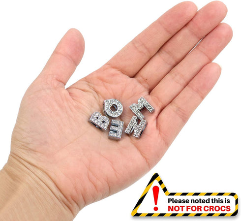 AUEAR, 52 Pack Silver A-Z 8mm Full Rhinestone Slide Crystal Alphabet Alloy Letter Charm for Bracelets Necklace Wristbands DIY Jewelry Making...