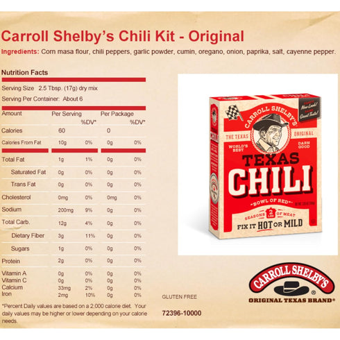 Carroll Shelby's Original Texas Brand Chili Kit 3.65oz Box (Pack of 3)...