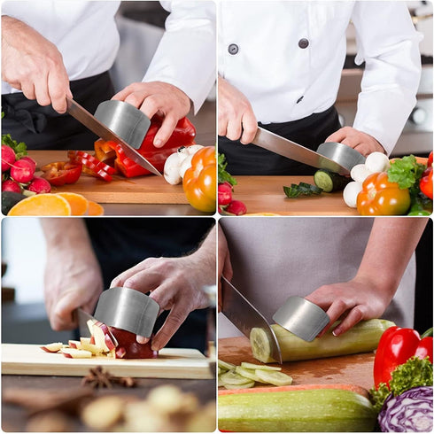 ZOCONE 3 PCS Stainless Steel Finger Guard Green Onion Cutter Shred Silk Knife Set, Kitchen Safe Steel Slicing Tool for Hands, Finger Protector Kni...