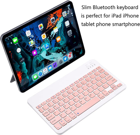 Ultra-Slim Bluetooth Keyboard Portable Mini Wireless Keyboard Rechargeable for Apple iPad iPhone Samsung Tablet Phone Smartphone iOS Android Windo...