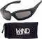 WYND Blocker Polarized Motorcycle & Fishing Floating Sports Wrap Sunglasses (Black/PZ Smoke Lens)...