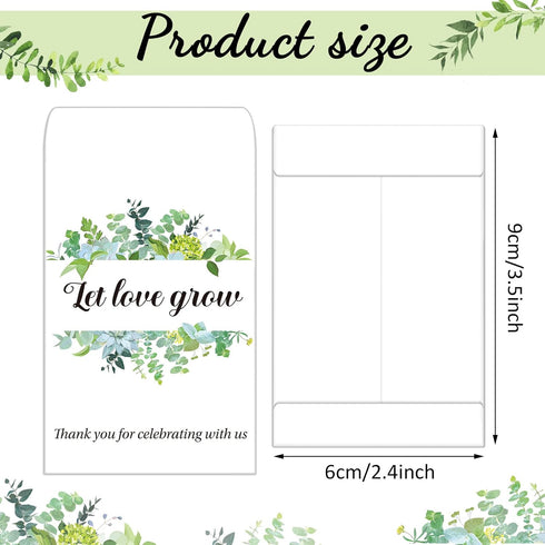 150 Pieces Greenery Seed Packets Let Love Grow Seed Packets Self Adhesive Wedding Envelopes Retro Christmas Valentine Wedding Favors for Guests, 3...