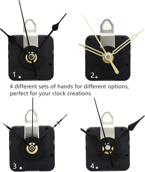 TIKROUND 12888 2 Pack Clock Movement Mechanism with 4 Pairs of Short Hands Battery Silent Sweep Operated Quartz Clock Motor Kit DIY Repair Parts R...