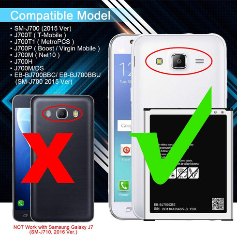 DDONG for Samsung Galaxy J7 Replacement Battery, EB-BJ700CBE Battery for Galaxy J7 J700T J700T1 SM-J700T1 SM-J700P EB-BJ700BBC EB-BJ700BBU...