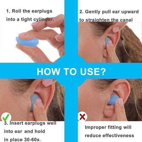 Ear Plugs for Sleeping, Reusable Silicone Moldable Noise Cancelling Sound Blocking Reduction Earplugs for Swimming, Snoring, Concerts, Shooting, A...