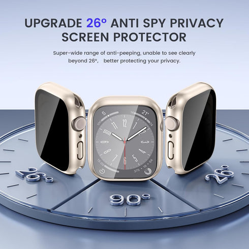 Goton 2 in 1 Privacy Waterproof Apple Watch Case for Series 6 5 4 SE/SE 2nd Screen Protector 40mm, Front Anti Spy Tempered Glass Face Cover + Back...