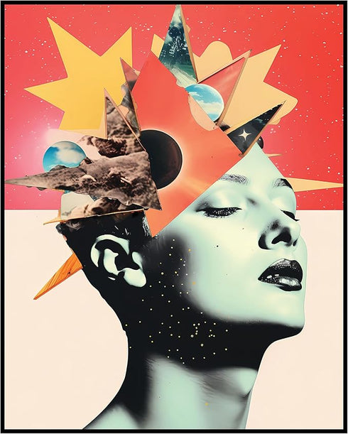 Posterizer 1 pcs-mind blowing sunset-surreal vintage collage-Abstract & Modern Art-Retro Art-Gift for Art Lovers- UNFRAMED Wall Art...
