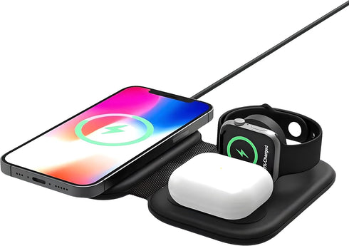 Three in One Charger for Apple Products, Travel iPhone Charger 3 in One Foldable, 3in 1 Apple Charging Station, for iPhone 14 13 12 Pro XS XR, Air...